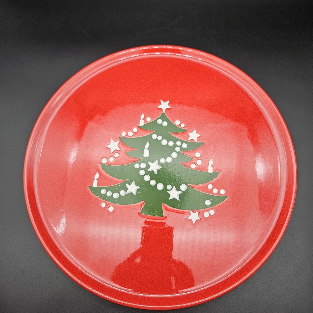 Waechtersbach Christmas Tree Red 12-1/4" Cake Plate Charger Platter W Germany A1